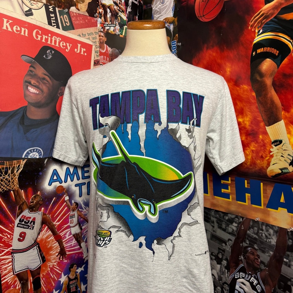 Vintage 90s Tampa Bay Devil Rays Nutmeg Breakthrough MLB Baseball‎ Tee Sz Medium